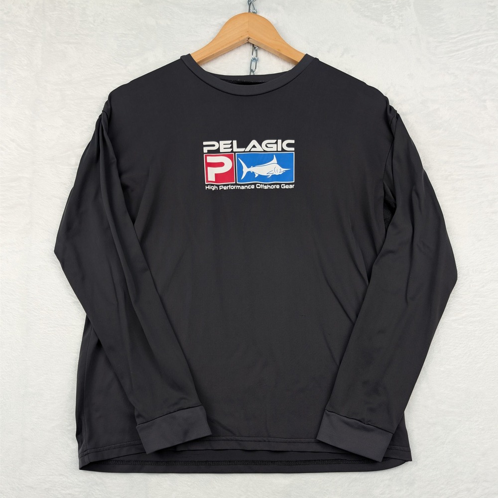 Pelagic Shirt Men's Medium Gray Long Sleeve Fishing Performance Offshore Gear